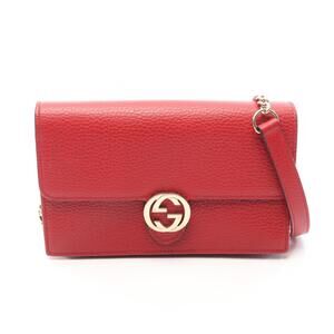 Gucci Interlocking GG Leather Shoulder Bag Red